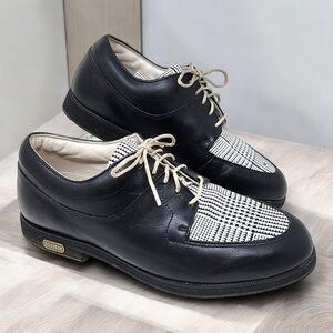 Footjoy Golf Shoes Europa Oxford Houndstooth Black Leather Lace Up Women Size 7M